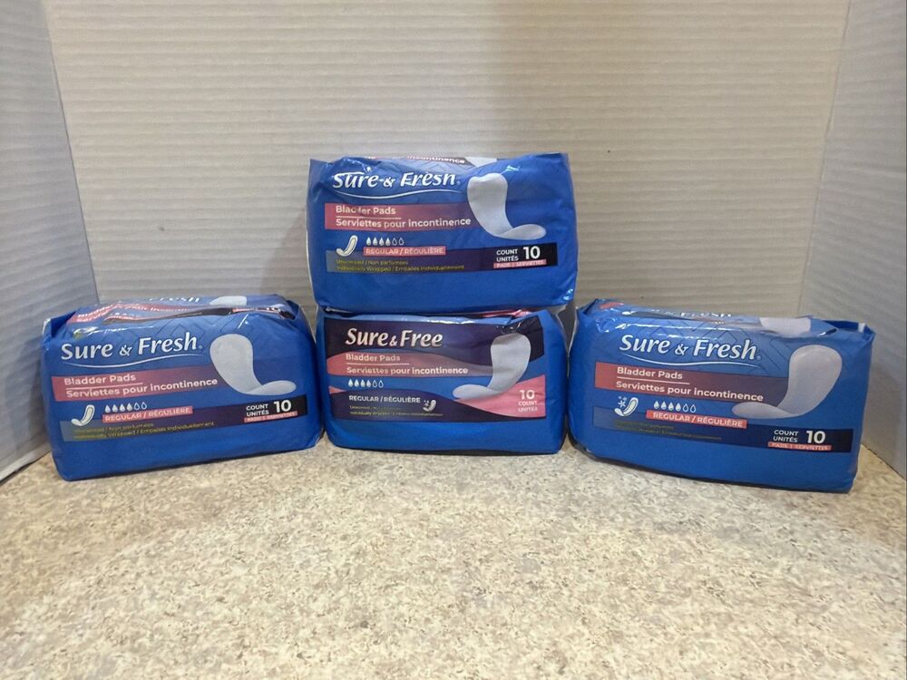SET OF 4 Sure & Fresh Bladder Pads Regular Unscented 10CT FREE SHIPPING!!! - Picture 1 of 7